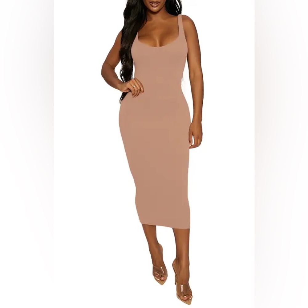 Naked Wardrobe | Body con dress | Tan | 1X | worn once